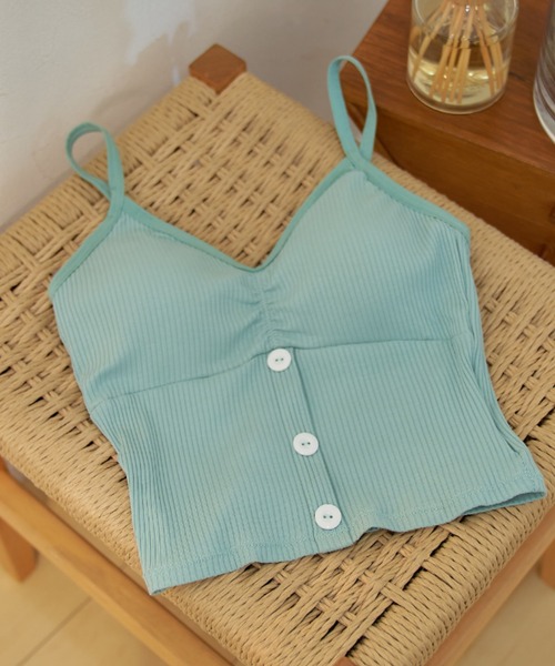 SETUP7（セットアップセブン）の「【SETUP7】「1枚で着られる！」カップ付きボタンニットキャミソール SCCH164（キャミソール・レディース・ホワイト/ブラック/ベージュ/グレー/ピンク/グリーン/ダークグレー・FREE）」の13枚目の写真