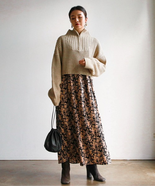 feepur（フェピュール）の「スタンドカラークラシカルフラワーワンピース（ワンピース・レディース・オフホワイト/ブラック/ブラウン・MEDIUM）」の20枚目の写真