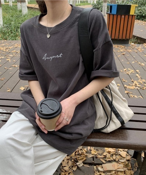 H.Warren（エイチウォーレン）の「レタリングプリントT（Tシャツ/カットソー・レディース・ホワイト/ブラック/ネイビー/チャコールグレー・FREE）」の3枚目の写真