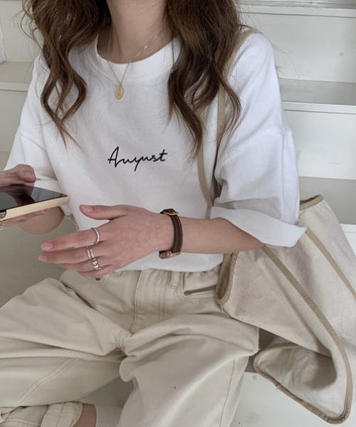 H.Warren（エイチウォーレン）の「レタリングプリントT（Tシャツ/カットソー・レディース・ホワイト/ブラック/ネイビー/チャコールグレー・FREE）」の12枚目の写真