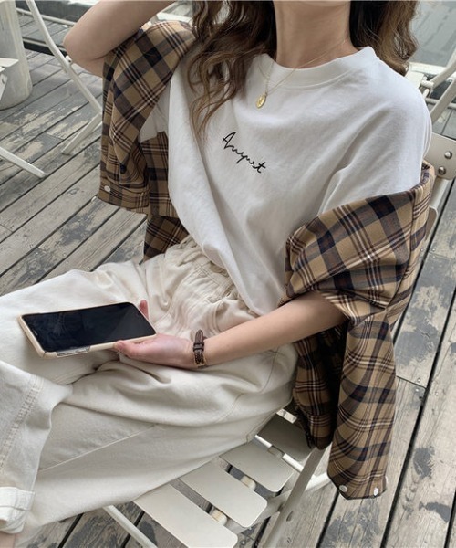H.Warren（エイチウォーレン）の「レタリングプリントT（Tシャツ/カットソー・レディース・ホワイト/ブラック/ネイビー/チャコールグレー・FREE）」の5枚目の写真