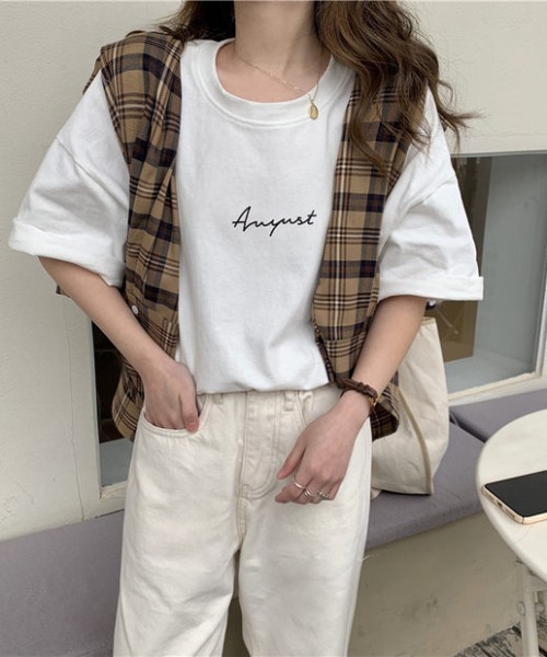 H.Warren（エイチウォーレン）の「レタリングプリントT（Tシャツ/カットソー・レディース・ホワイト/ブラック/ネイビー/チャコールグレー・FREE）」の6枚目の写真