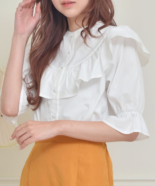 ems excite（エムズエキサイト）の「フリルBL（シャツ/ブラウス・レディース・ホワイト/ピンク/ブルー・FREE）」の2枚目の写真