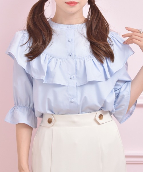 ems excite（エムズエキサイト）の「フリルBL（シャツ/ブラウス・レディース・ホワイト/ピンク/ブルー・FREE）」の3枚目の写真