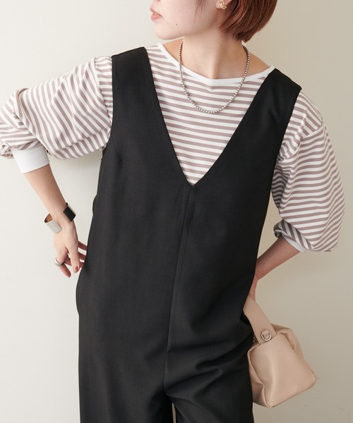 natural couture(ナチュラルクチュール)の「WEB限定/2022AWアイテム/デコルテラインぽわ袖ボーダートップス(Tシャツ/カットソー・レディース・ブラック/ブラウン/ピンク/ピンク系その他・FREE)」の17枚目の写真