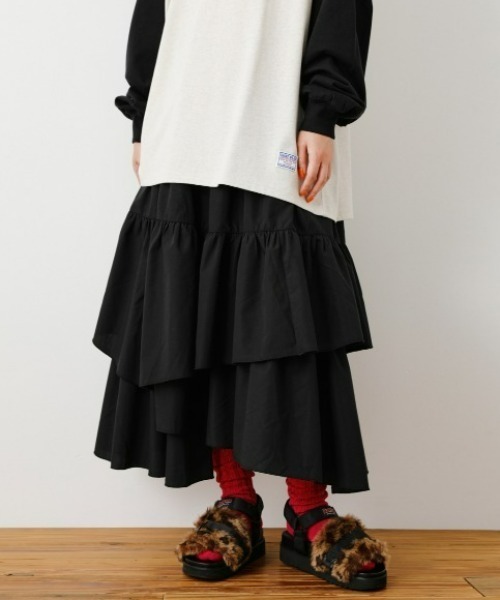 RODEO CROWNS WIDE BOWL(ロデオクラウンズワイドボウル)の「ランダムティアードスカート(スカート・レディース・ブラック/オフホワイト・FREE)」の9枚目の写真