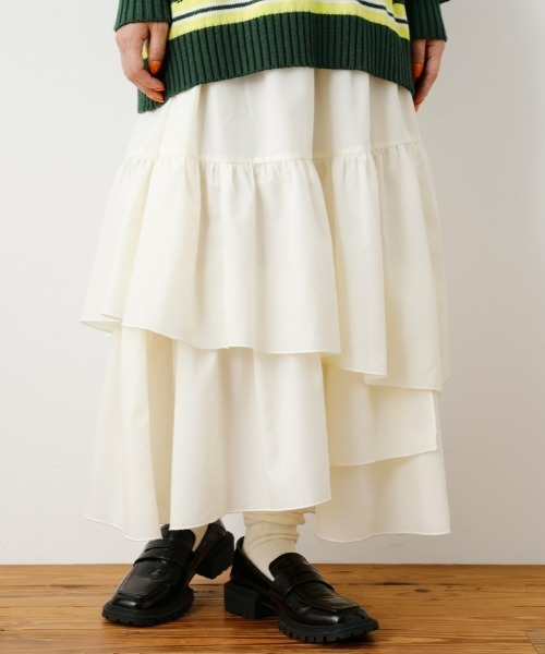 RODEO CROWNS WIDE BOWL(ロデオクラウンズワイドボウル)の「ランダムティアードスカート(スカート・レディース・ブラック/オフホワイト・FREE)」の3枚目の写真