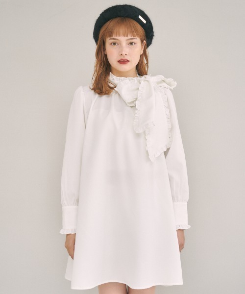 MIRO AMURETTE（ミロアミュレット）の「french ribbon tie one piece/リボンタイワンピース（ワンピース・レディース・ホワイト・FREE）」の2枚目の写真