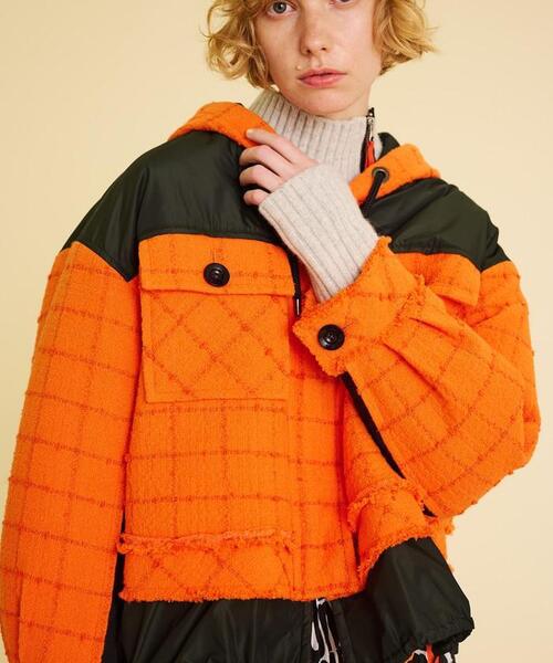 LANVIN en Bleu（ランバンオンブルー）の「タフタコンビ中わたブルゾン（ダウンジャケット/コート・レディース・グレー/オレンジ・38）」の8枚目の写真