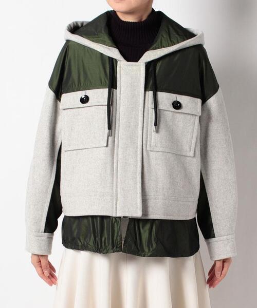 LANVIN en Bleu（ランバンオンブルー）の「タフタコンビ中わたブルゾン（ダウンジャケット/コート・レディース・グレー/オレンジ・38）」の17枚目の写真