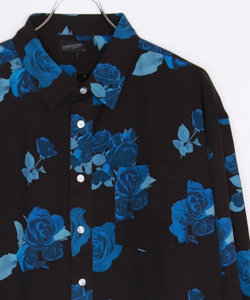 WESTSEA(ウエストシー)の「総柄プリント ルーズサイズ とろみシャツ(シャツ/ブラウス・メンズ・ホワイト/ブラック/ブラウン/ホワイト系その他/ブラック系その他/チャコール・M/L)」の3枚目の写真
