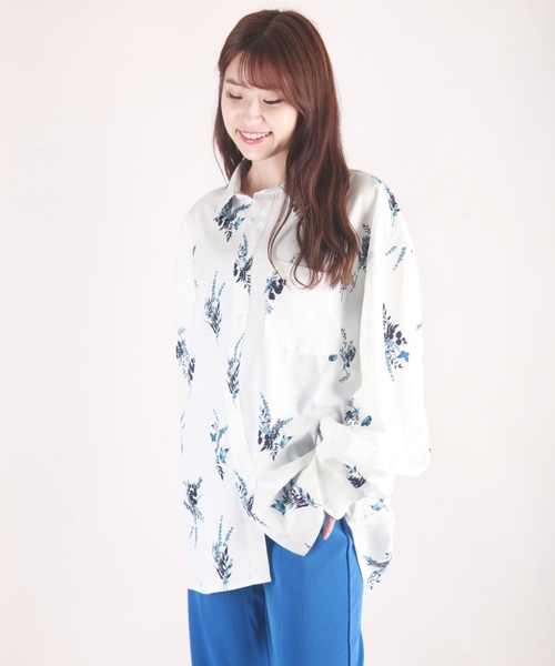 WESTSEA(ウエストシー)の「総柄プリント ルーズサイズ とろみシャツ(シャツ/ブラウス・メンズ・ホワイト/ブラック/ブラウン/ホワイト系その他/ブラック系その他/チャコール・M/L)」の14枚目の写真