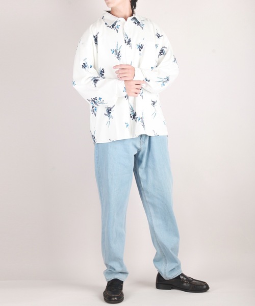 WESTSEA(ウエストシー)の「総柄プリント ルーズサイズ とろみシャツ(シャツ/ブラウス・メンズ・ホワイト/ブラック/ブラウン/ホワイト系その他/ブラック系その他/チャコール・M/L)」の19枚目の写真
