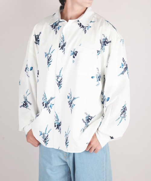 WESTSEA(ウエストシー)の「総柄プリント ルーズサイズ とろみシャツ(シャツ/ブラウス・メンズ・ホワイト/ブラック/ブラウン/ホワイト系その他/ブラック系その他/チャコール・M/L)」の20枚目の写真
