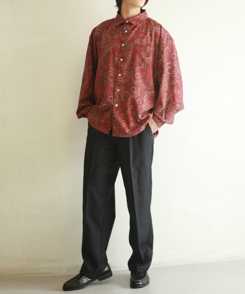WESTSEA(ウエストシー)の「総柄プリント ルーズサイズ とろみシャツ(シャツ/ブラウス・メンズ・ホワイト/ブラック/ブラウン/ホワイト系その他/ブラック系その他/チャコール・M/L)」の16枚目の写真