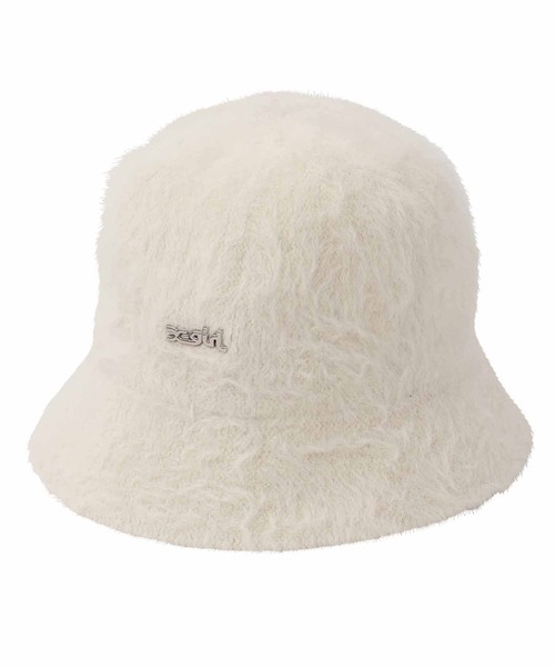 X-girl(エックスガール)の「FEATHER YARN HAT(ハット・レディース・ホワイト/ブラック/ピンク・ONE SIZE)」の2枚目の写真