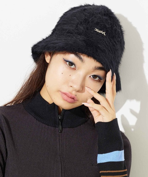 X-girl(エックスガール)の「FEATHER YARN HAT(ハット・レディース・ホワイト/ブラック/ピンク・ONE SIZE)」の9枚目の写真