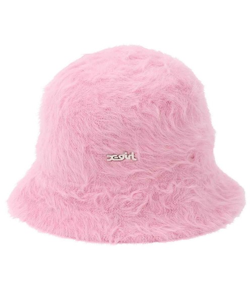 X-girl(エックスガール)の「FEATHER YARN HAT(ハット・レディース・ホワイト/ブラック/ピンク・ONE SIZE)」の7枚目の写真