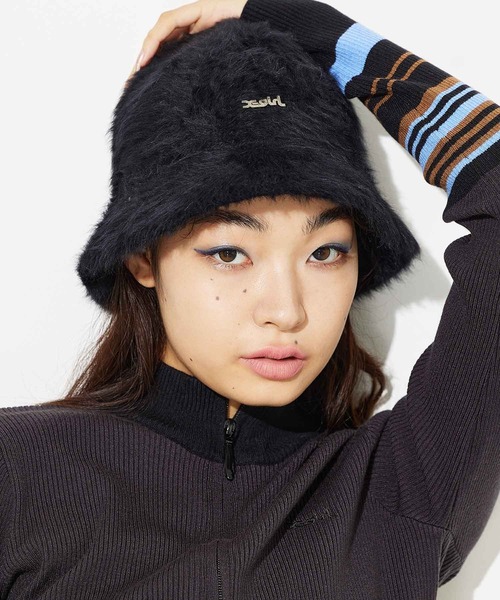 X-girl(エックスガール)の「FEATHER YARN HAT(ハット・レディース・ホワイト/ブラック/ピンク・ONE SIZE)」の18枚目の写真