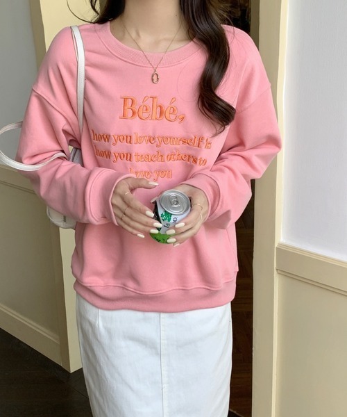 Auntie Rosa（アンティローザ）の「Bebeパステル配色トレーナー（スウェット・レディース・ベージュ/グレー/ピンク/ブルー・FREE）」の13枚目の写真