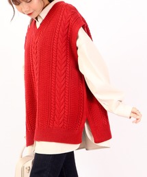 naturalistic ケーブル編みニットベスト