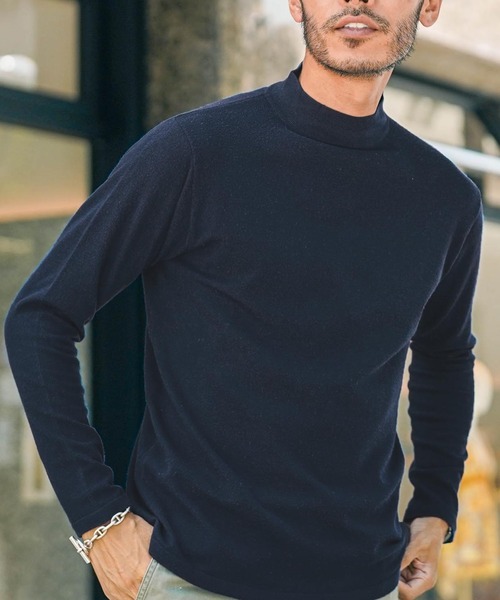 roshell（ロシェル）の「モックネック スーパーストレッチソフトタッチニット （手洗いOK）（ニット/セーター・メンズ・ホワイト系その他/ブラック系その他/グレー系その他/ブルー系その他/グレー系その他2/グレー系その他3・SMALL/MEDIUM/LARGE/X-LARGE）」の6枚目の写真