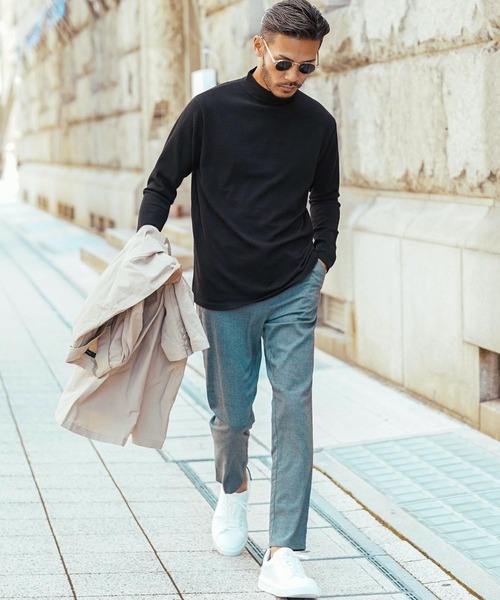 roshell（ロシェル）の「モックネック スーパーストレッチソフトタッチニット （手洗いOK）（ニット/セーター・メンズ・ホワイト系その他/ブラック系その他/グレー系その他/ブルー系その他/グレー系その他2/グレー系その他3・SMALL/MEDIUM/LARGE/X-LARGE）」の7枚目の写真