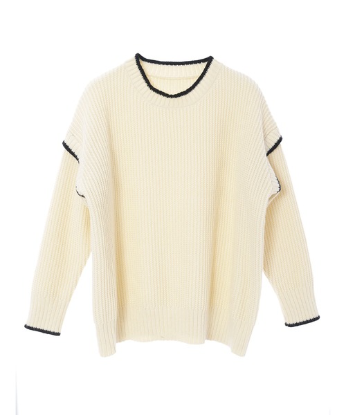 fifth（フィフス）の「ステッチデザインニット（ニット/セーター・レディース・アイボリー/ブラック/グリーン・M）」の8枚目の写真