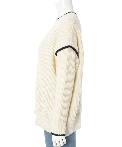 fifth（フィフス）の「ステッチデザインニット（ニット/セーター・レディース・アイボリー/ブラック/グリーン・M）」の18枚目の写真