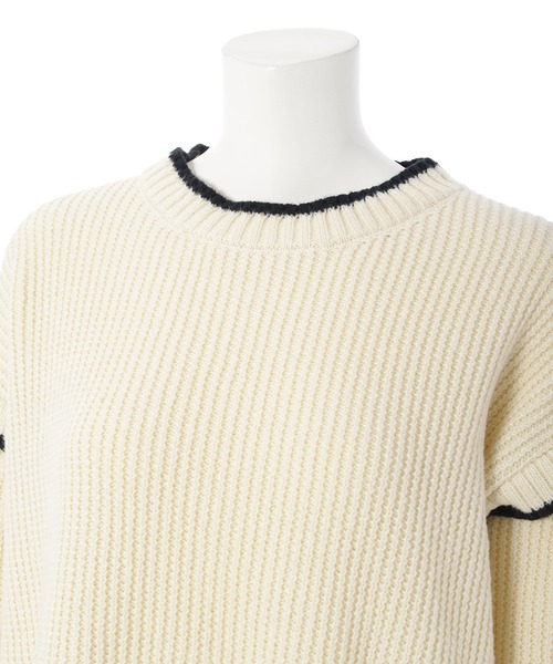 fifth（フィフス）の「ステッチデザインニット（ニット/セーター・レディース・アイボリー/ブラック/グリーン・M）」の21枚目の写真