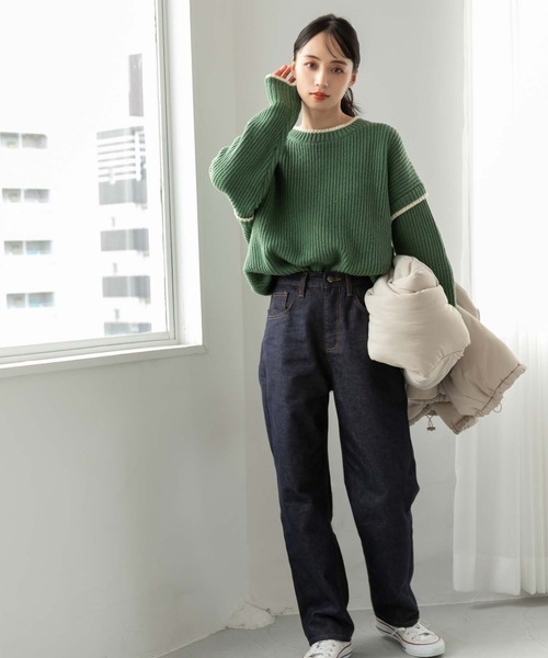 fifth（フィフス）の「ステッチデザインニット（ニット/セーター・レディース・アイボリー/ブラック/グリーン・M）」の14枚目の写真