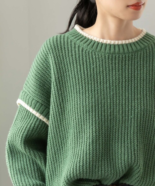 fifth（フィフス）の「ステッチデザインニット（ニット/セーター・レディース・アイボリー/ブラック/グリーン・M）」の17枚目の写真