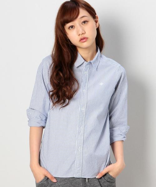 coen（コーエン）の「ストライプライトオックスフォードシャツ（シャツ/ブラウス・レディース・ネイビー/イエロー/ケリー/ピンク・LARGE/SMALL/MEDIUM）」の2枚目の写真