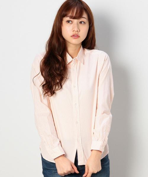 coen（コーエン）の「ストライプライトオックスフォードシャツ（シャツ/ブラウス・レディース・ネイビー/イエロー/ケリー/ピンク・LARGE/SMALL/MEDIUM）」の3枚目の写真