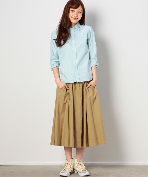 coen（コーエン）の「ストライプライトオックスフォードシャツ（シャツ/ブラウス・レディース・ネイビー/イエロー/ケリー/ピンク・LARGE/SMALL/MEDIUM）」の8枚目の写真