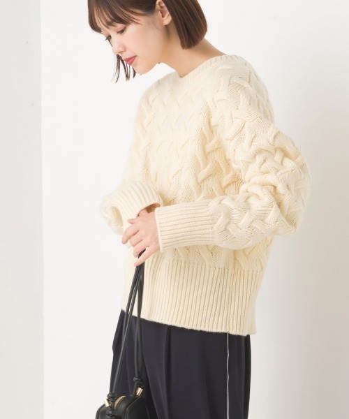 セール】アクリルウールケーブルプルオーバーニット（ニット/セーター