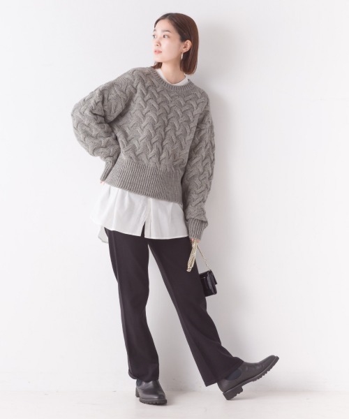 OMNES（オムネス）の「アクリルウールケーブルプルオーバーニット（ニット/セーター・レディース・アイボリー/ブラック/モカ/ライトグレー・FREE）」の17枚目の写真