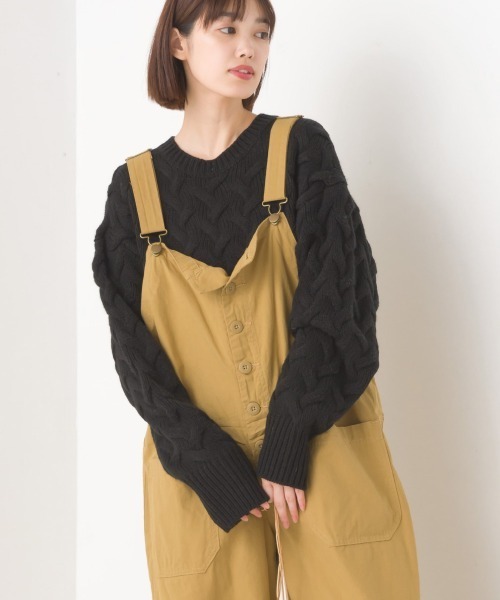 OMNES（オムネス）の「アクリルウールケーブルプルオーバーニット（ニット/セーター・レディース・アイボリー/ブラック/モカ/ライトグレー・FREE）」の8枚目の写真