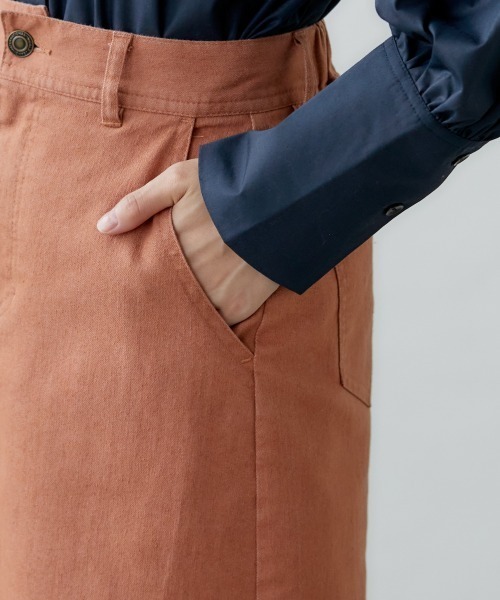 miclat（ミクラ）の「大きいサイズ　カラーデニムスカート　miclat（スカート・レディース・グリーン/オレンジ/チャコール・L/LL/3L/4L）」の17枚目の写真