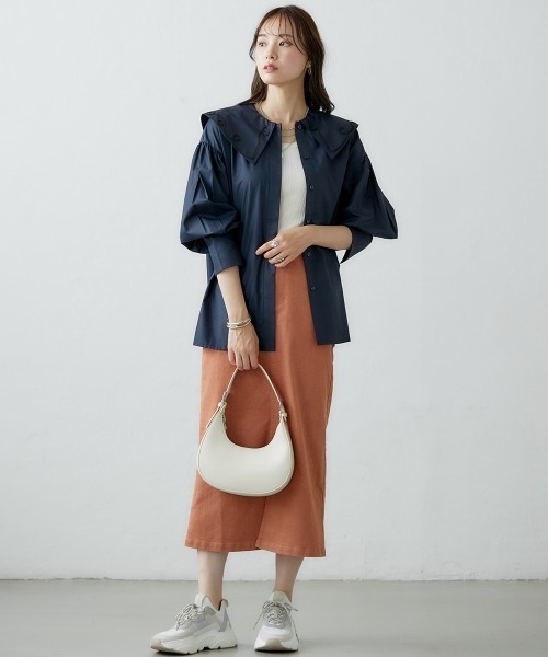 miclat（ミクラ）の「大きいサイズ　カラーデニムスカート　miclat（スカート・レディース・グリーン/オレンジ/チャコール・L/LL/3L/4L）」の20枚目の写真