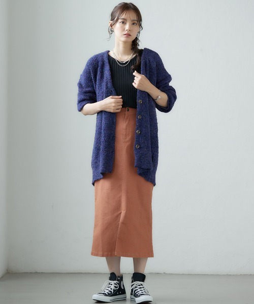 miclat（ミクラ）の「大きいサイズ　カラーデニムスカート　miclat（スカート・レディース・グリーン/オレンジ/チャコール・L/LL/3L/4L）」の14枚目の写真