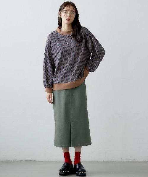 miclat（ミクラ）の「大きいサイズ　カラーデニムスカート　miclat（スカート・レディース・グリーン/オレンジ/チャコール・L/LL/3L/4L）」の16枚目の写真