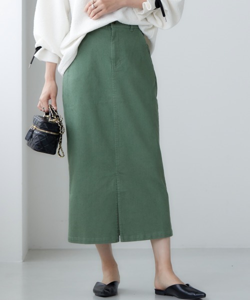 miclat（ミクラ）の「大きいサイズ　カラーデニムスカート　miclat（スカート・レディース・グリーン/オレンジ/チャコール・L/LL/3L/4L）」の15枚目の写真