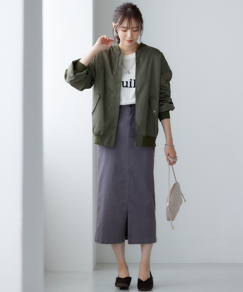 miclat（ミクラ）の「大きいサイズ　カラーデニムスカート　miclat（スカート・レディース・グリーン/オレンジ/チャコール・L/LL/3L/4L）」の19枚目の写真