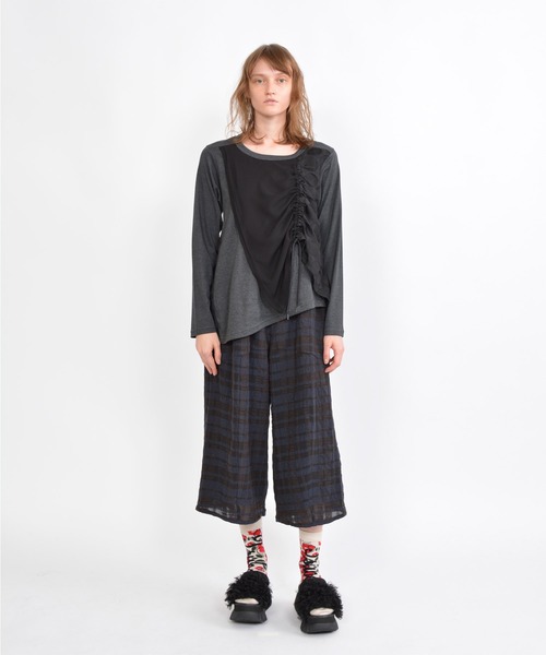 gomme（ゴム）の「C/Wチェック　切替ウェーブパンツ（その他パンツ・レディース・ネイビー/ブラック/グレー・MEDIUM）」の11枚目の写真