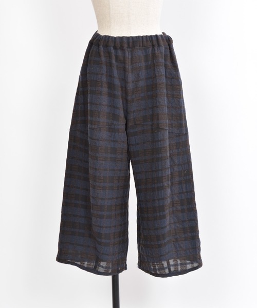 gomme（ゴム）の「C/Wチェック　切替ウェーブパンツ（その他パンツ・レディース・ネイビー/ブラック/グレー・MEDIUM）」の8枚目の写真