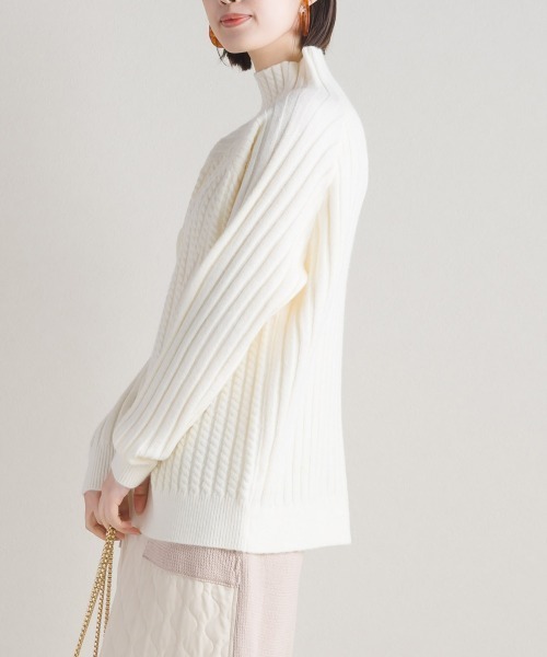 FURRY（ファーリー）の「ケーブル編みスタンドネックプルオーバー（ニット/セーター・レディース・ラベンダー/ミント/オフホワイト/ブラック・FREE）」の7枚目の写真