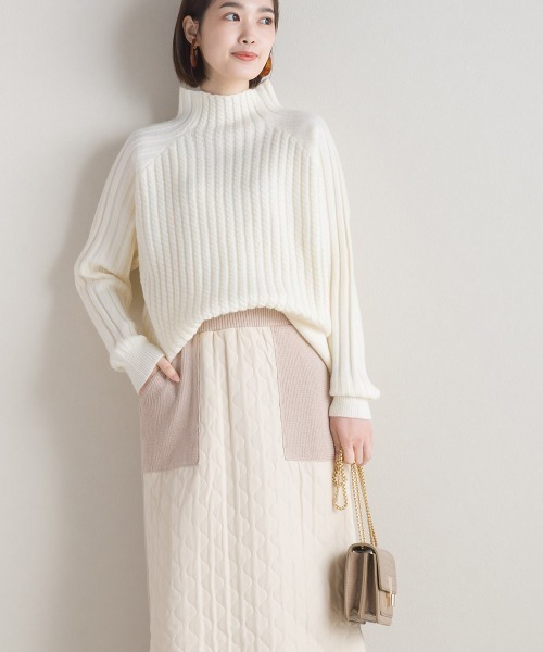 FURRY（ファーリー）の「ケーブル編みスタンドネックプルオーバー（ニット/セーター・レディース・ラベンダー/ミント/オフホワイト/ブラック・FREE）」の9枚目の写真