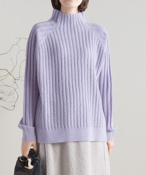 FURRY（ファーリー）の「ケーブル編みスタンドネックプルオーバー（ニット/セーター・レディース・ラベンダー/ミント/オフホワイト/ブラック・FREE）」の20枚目の写真