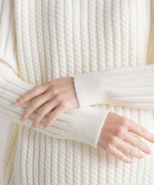 FURRY（ファーリー）の「ケーブル編みスタンドネックプルオーバー（ニット/セーター・レディース・ラベンダー/ミント/オフホワイト/ブラック・FREE）」の11枚目の写真